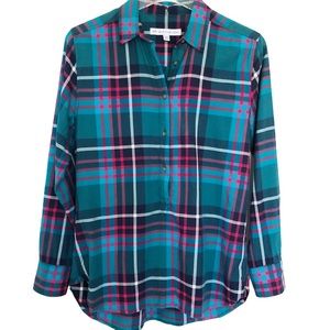 Southern Tide Hadley Plaid Popover Long Sleeve Shirt - Size XS